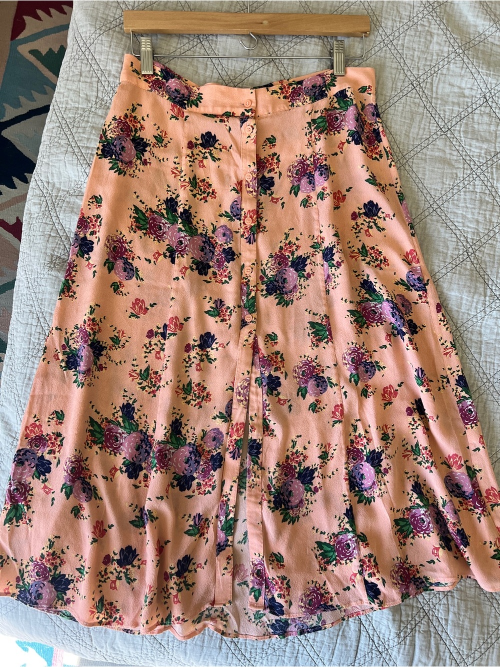 & Other Stories Peach Floral A-Line midi Skirt - Picture 7 of 9